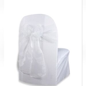 🤍 Lot of 14 Organza Chair Sashes 120"x9" – White Wedding Party Decor